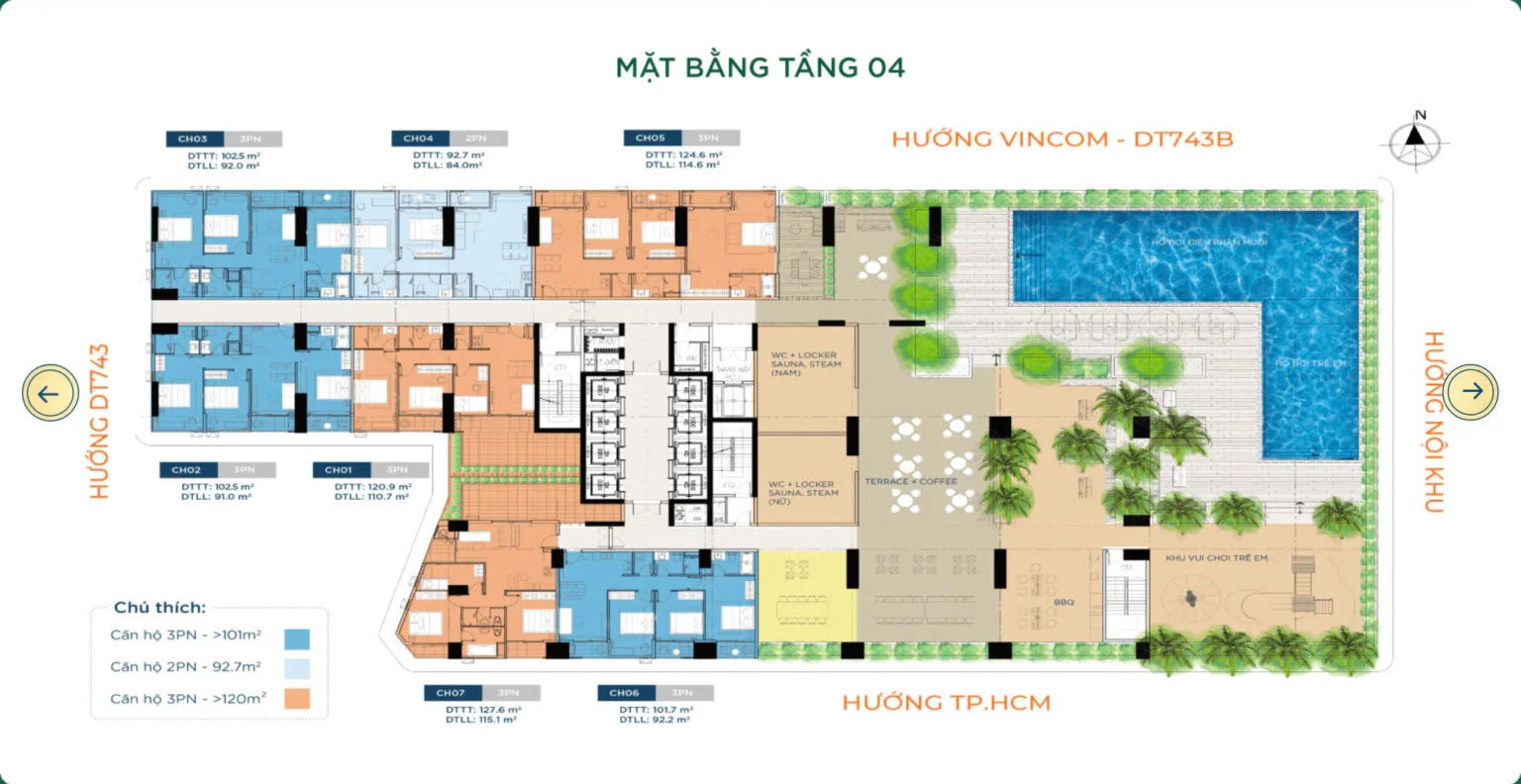 Mặt bằng tầng 4 The Infinity Dĩ An