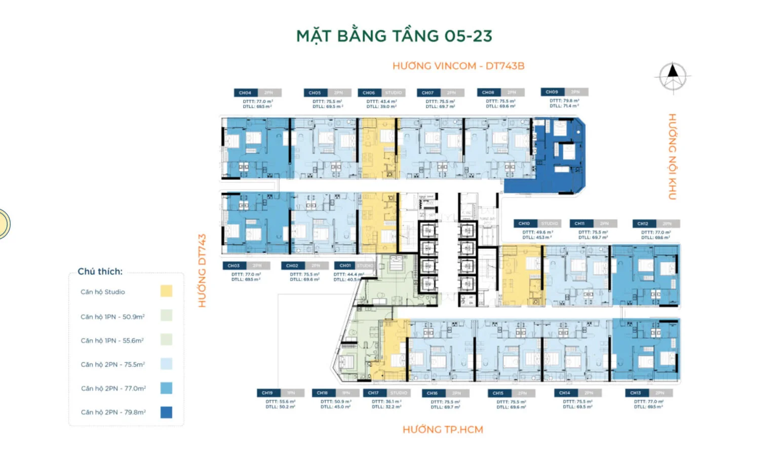 Mặt bằng tầng 5 - 23 The Infinity Dĩ An